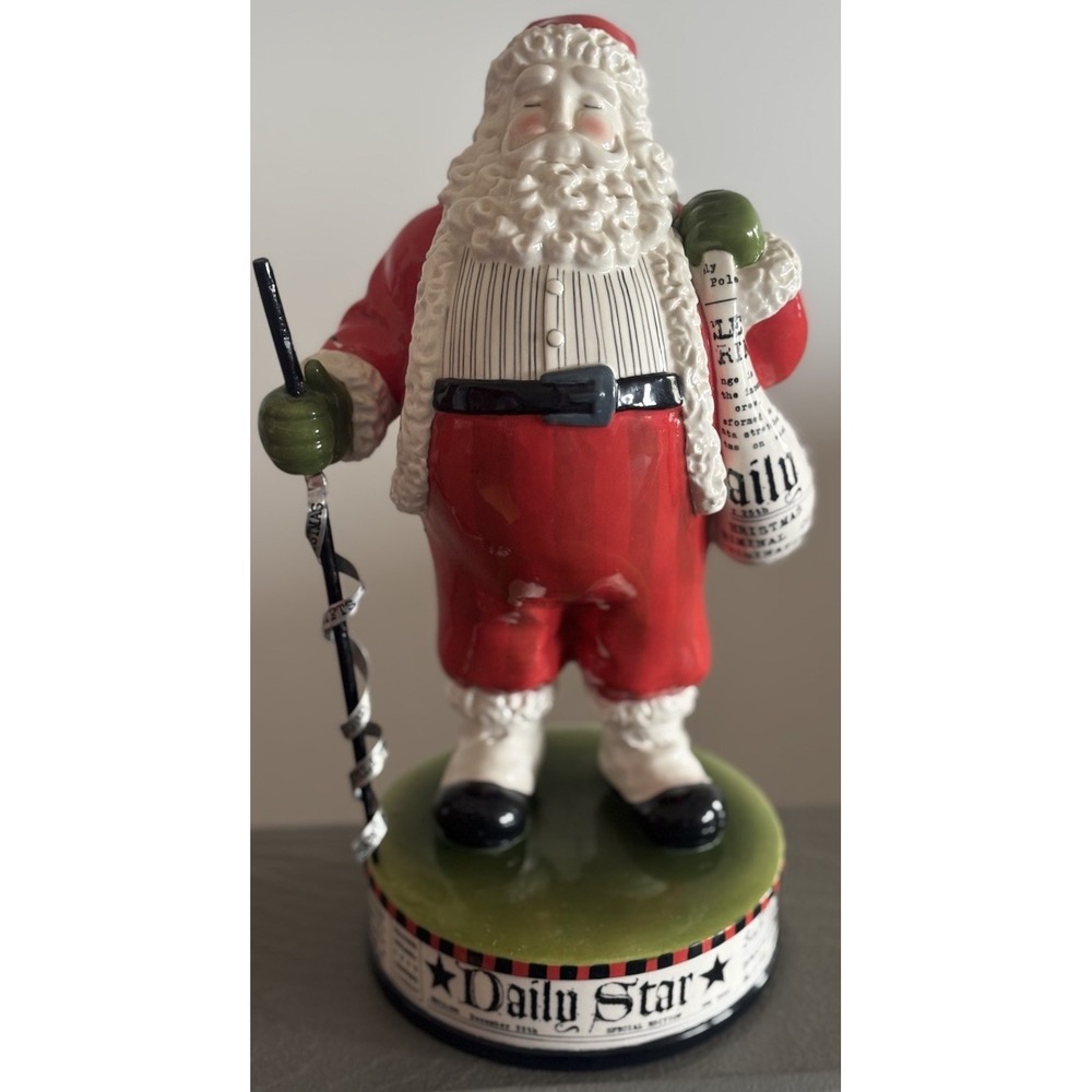 Vtg DEPT 56 Santa is Coming Music Box Christmas Figurine Daily Star Newspaper